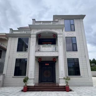 庆阳 芝麻白石材别墅干挂案例展示